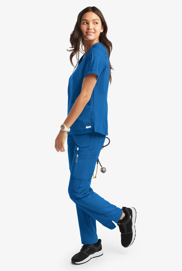 Butter-Soft Women's 6-Pocket V-Neck Scrub Top **Slightly IRREGULAR** - Royal - 6