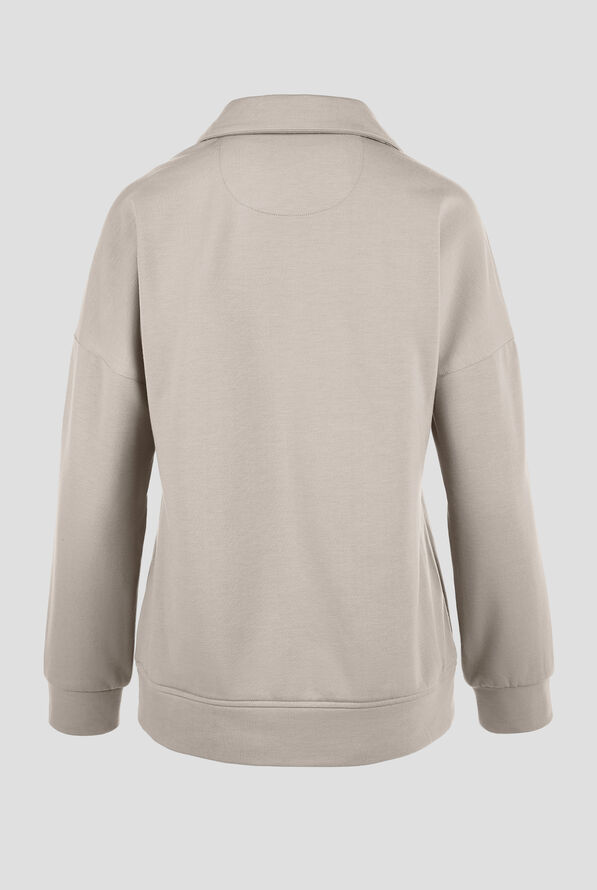 Wink Unwind Women's STRETCH Relaxed Pullover Fleece Polo Scrub Top - Birch - 2