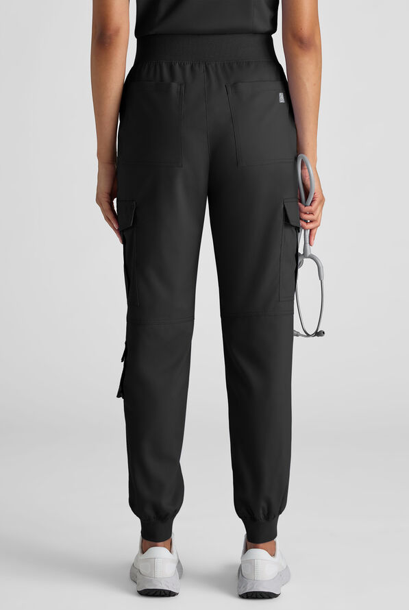 Butter-Soft STRETCH FLXTEK+ Women's 8-Pocket Cargo Jogger Scrub Pant - Tall - Black - 7