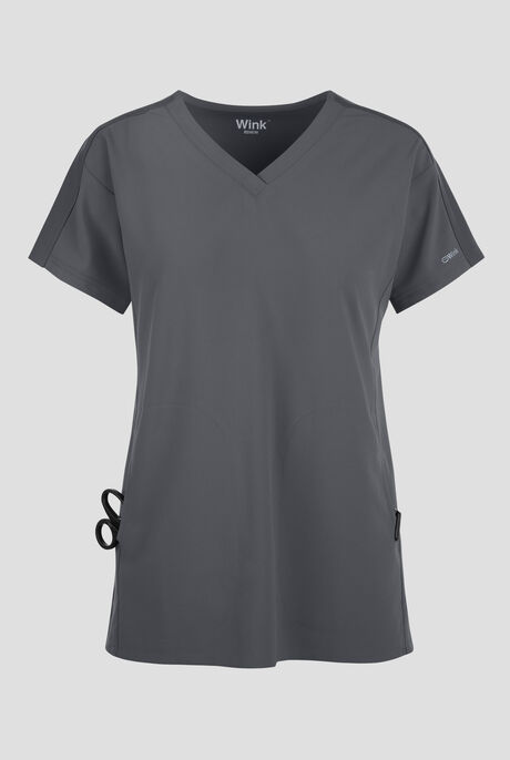 Wink Renew Women's 2-Pocket STRETCH Knit-Trim Dolman Tunic V-Neck Scrub Top