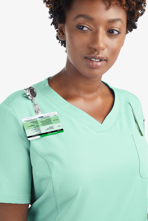 Butter-Soft Women's 3-Pocket V-Neck Tuck-In Scrub Top **Slightly IRREGULAR** - Beachside Blue - 5