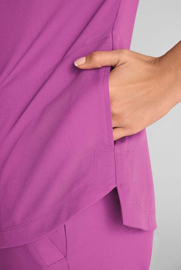 Grey's Anatomy by Barco Emerge Emery Women's 3-Pocket STRETCH Collar V-Neck Scrub Top - Mystic Orchid - 4