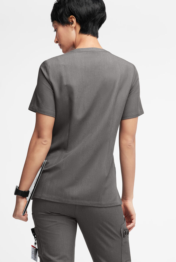 MOVEMENT by Butter-Soft  STRETCH Elara Women's 5-Pocket Henley Scrub Top - Graphite Heather - 3