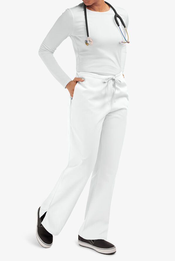 Cherokee Workwear Women's 3-Pocket Flare Leg Drawstring Scrub Pants - Tall - White - 6