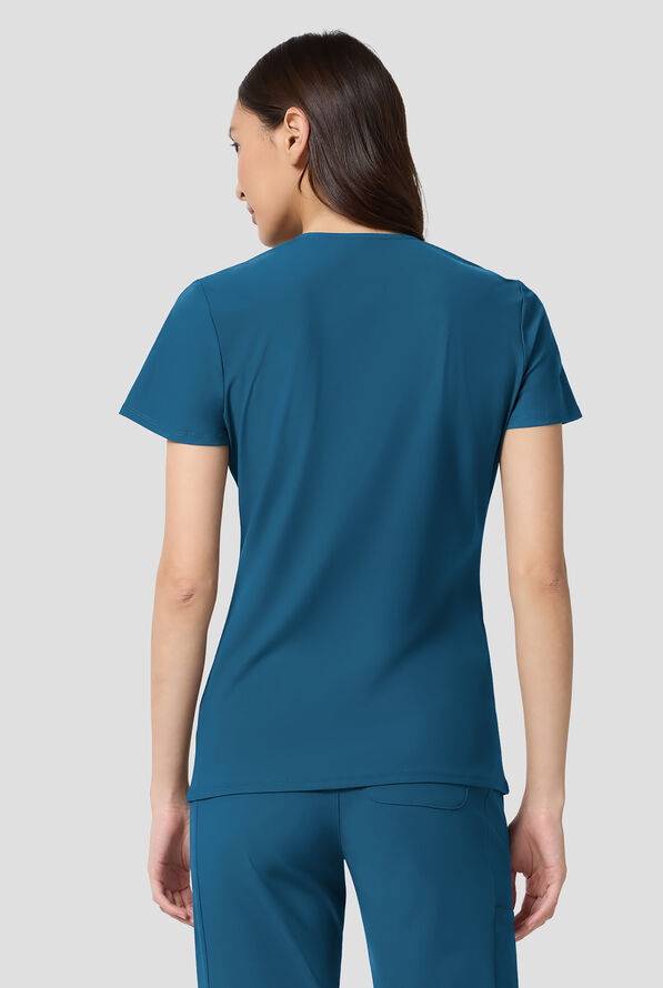 Infinity Pursuit Women's 3-Pocket STRETCH V-Neck Scrub Top - Caribbean Blue - 4