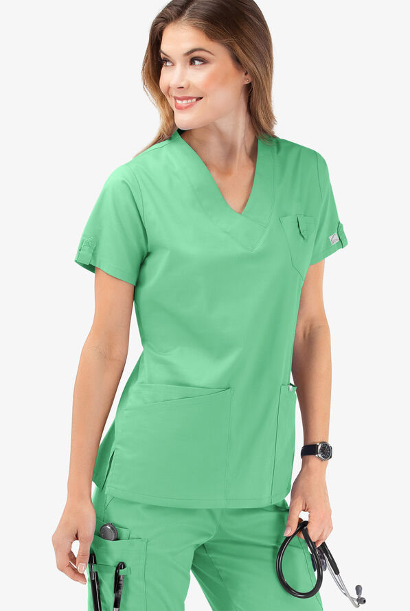 Butter-Soft STRETCH Women's 6-Pocket V-Neck Scrub Top - Green Jade - 6
