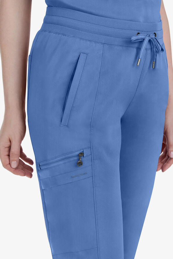 Healing Hands Purple Label Toby Women's 7-Pocket STRETCH Jogger Drawstring Scrub Pant - Ceil Blue - 2