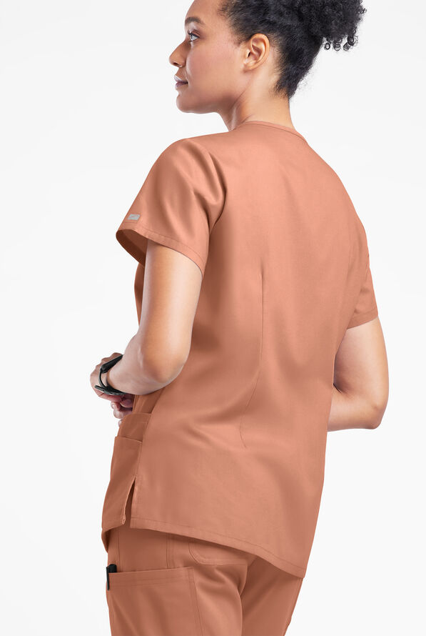 Butter-Soft Originals Women's 6-Pocket V-Neck Scrub Top - Terracotta - 3