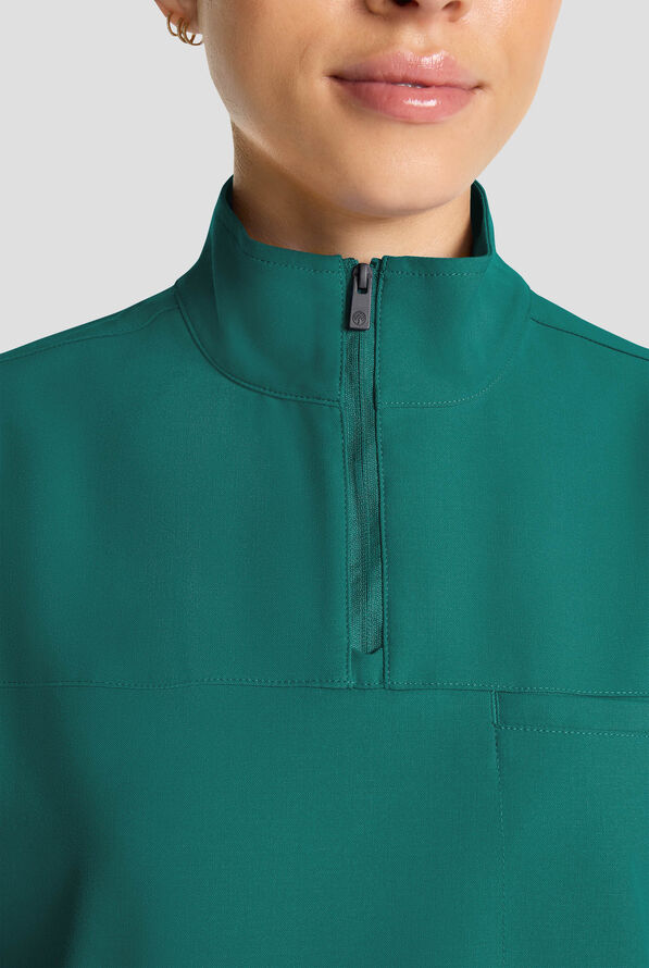 Blusa m&eacute;dica Healing Hands Quest STRETCH con cuello con cremallera y 1 bolsillo para mujer - Hunter - 3