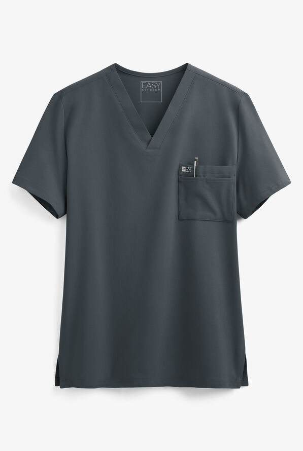 Easy STRETCH Riley Unisex 3-Pocket V-Neck Scrub Top - Pewter - 1