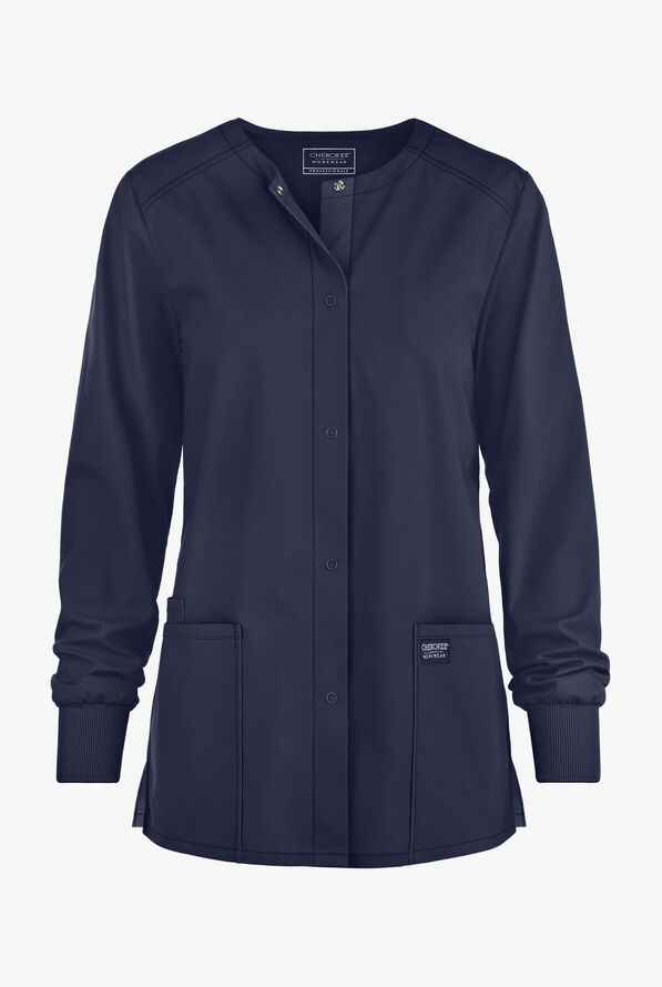Chaqueta m&eacute;dica Cherokee Workwear Professionals con botones a presi&oacute;n y 3 bolsillos para mujer - Navy - 1