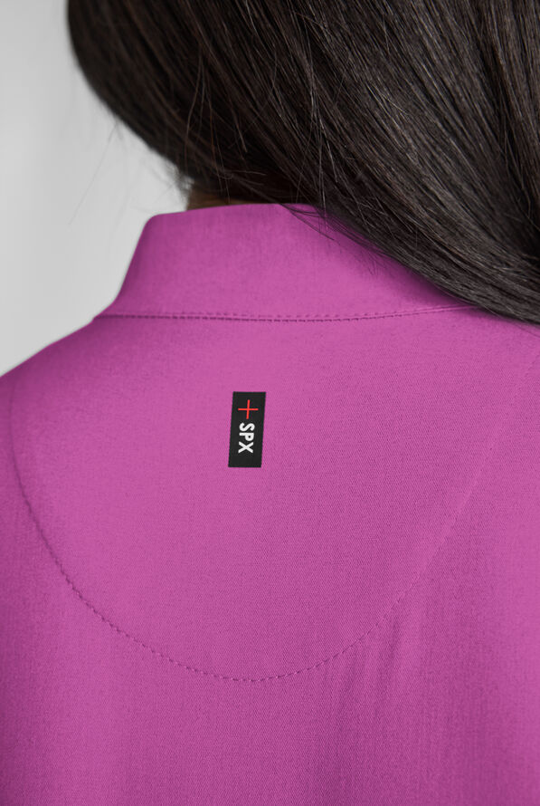 Grey's Anatomy by Barco Emerge Rowen Women's 2-Pocket STRETCH Banded Bottom Zip Scrub Top - Mystic Orchid - 6