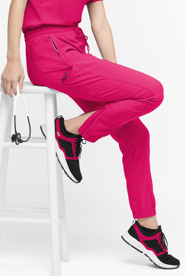 Easy STRETCH Kourtney Women's 5 Pocket Modern Slim Leg Jogger Scrub Pants - Petite - Flirt - 1