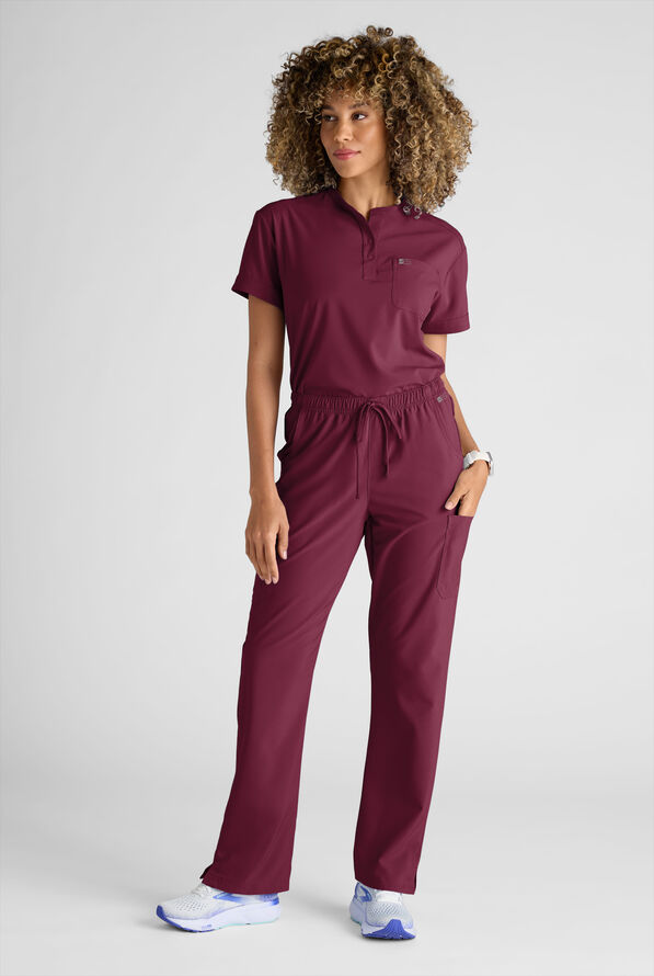 Easy STRETCH Eden Women's 4-Pocket Drawstring Scrub Pants - Wine - 8