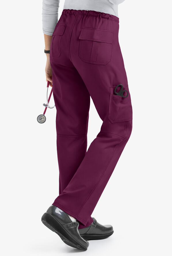 Pantal&oacute;n m&eacute;dico Butter-Soft Core by UA&trade; Petite con cord&oacute;n y 6 bolsillos para mujer - Wine - 3