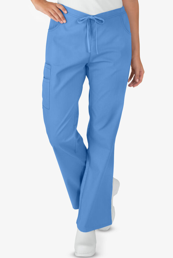 Dickies EDS Signature Women's 7-Pocket Classic Fit Drawstring Cargo Scrub Pants - Ceil Blue - 1