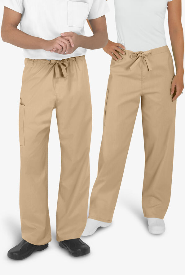 UA Best Buy Scrubs Unisex 3-Pocket Drawstring Pant - Short - Khaki - 2