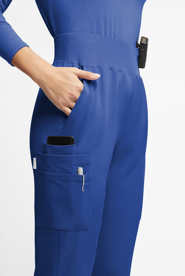 WhisperLite Semira Women's 11-Pocket High Waisted Cargo Scrub Pants - Petite - Galaxy - 4