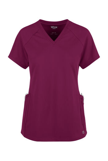 Wink Renew Knit Women's 4-Pocket STRETCH Rib-Knit Side Panel Raglan Sleeve V-Neck Scrub Top