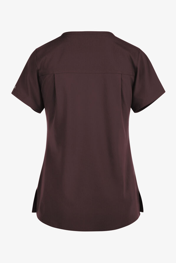 Carhartt Cross-Flex Force Women's 1-Pocket STRETCH Knit Panel Tuck In Scrub Top - Dark Sepia - 2