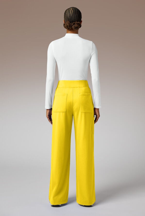 Hypothesis Y-Band Women's 6-Pocket Yoga-Style Knit Waist Wide Leg Scrub Pant - Chroma - 5