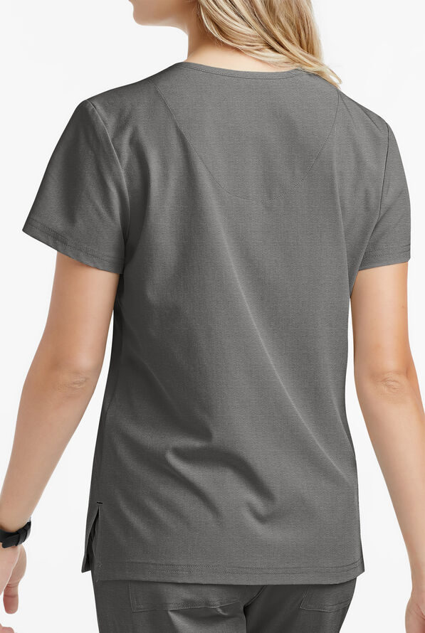 koi Basics Becca Women's 4-Pocket STRETCH V-Neck Scrub Top - Heather Grey - 3