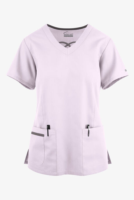 Butter-Soft Originals Women's 3-Pocket Crisscross Contrast V-Neck Scrub Top