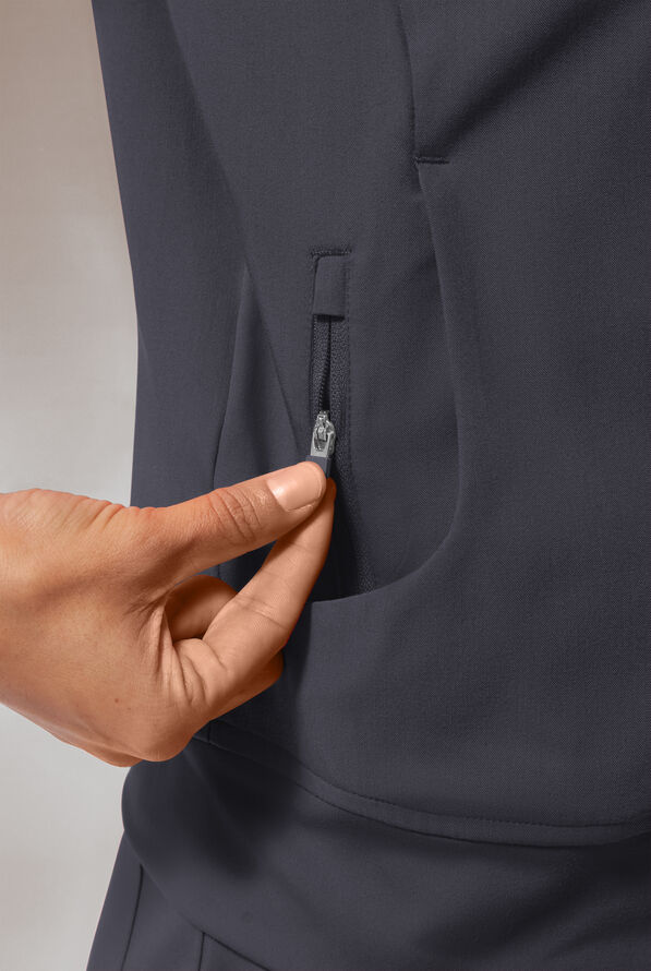 Hypothesis Base Women's 3-Pocket Relaxed Fit Zip Front Scrub Jacket - Pewter - 5