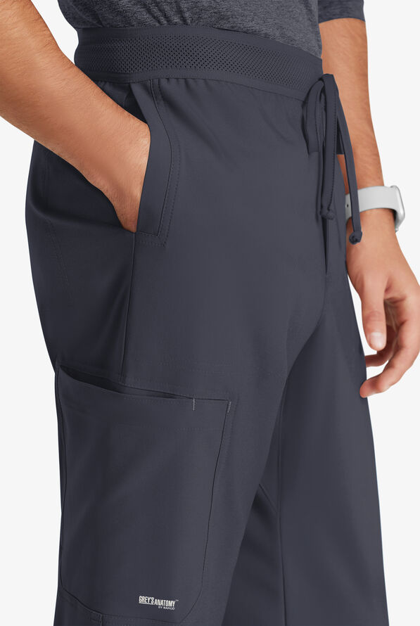 Grey's Anatomy by Barco Evolve STRETCH Highland Men's 5-Pocket Slim Leg Cargo Scrub Pants - Steel Gray - 3