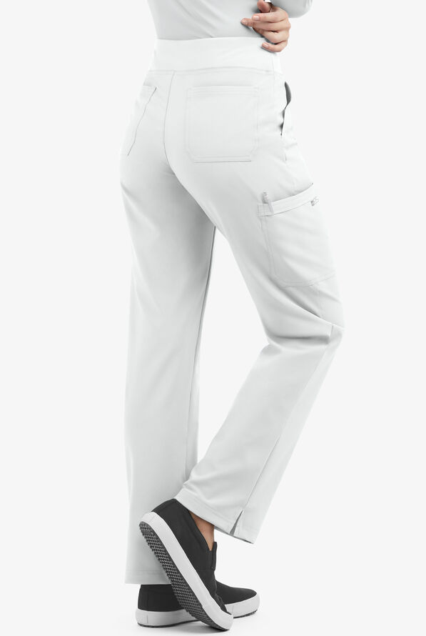 Easy STRETCH Sienna Women's 5-Pocket Sport Yoga Scrub Pants - Petite - White - 2