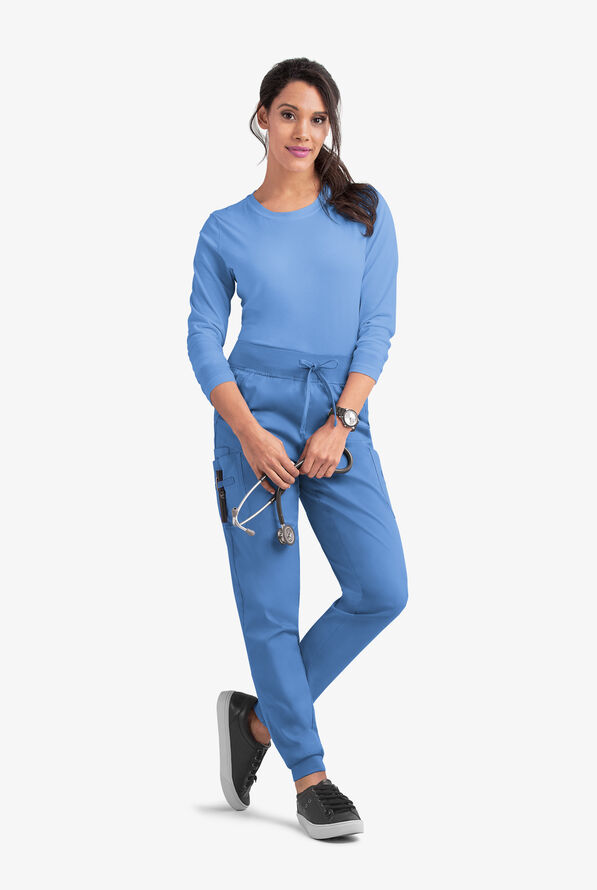 Butter-Soft STRETCH Women's 5-Pocket Cargo Jogger Scrub Pants - Tall - Ceil Blue - 3