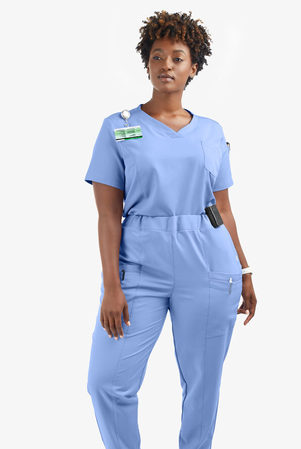 Butter-Soft Women's Cargo 8-Pocket Jogger Scrub Pants **Slightly IRREGULAR**&nbsp; - Ceil Blue - 5