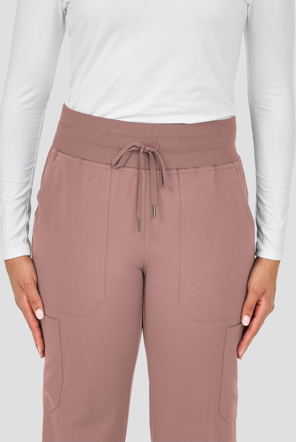 Zavate Ava Therese Avery Women's 6-Pocket STRETCH High Waist Cargo Wide Leg Scrub Pants - Mocha - 3