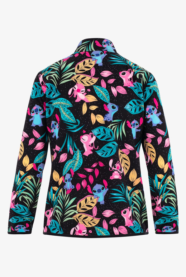 Tooniforms Disney's Angel And Stitch Women's 2-Pocket STRETCH Print Scrub Jacket - null - 2