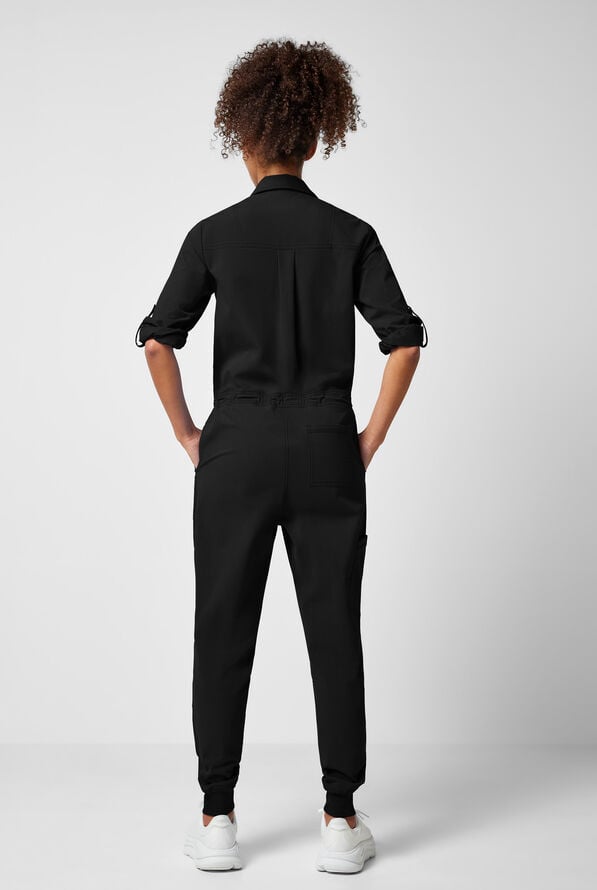 Dickies Forge Women's 5-Pocket Roll Up Sleeve Scrub Jumpsuit - Black - 4