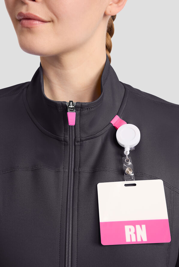 Chaqueta m&eacute;dica Med Couture Amp Knit STRETCH con cremallera y 2 bolsillos para mujer - Pewter - 3