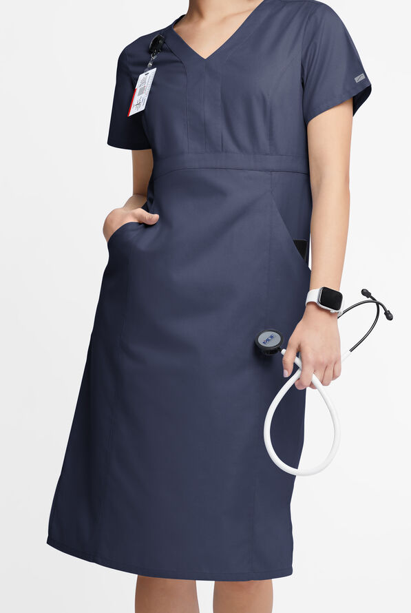 Butter-Soft Originals Women's 4- Pocket V-Neck Empire Waist Dress - Navy - 1