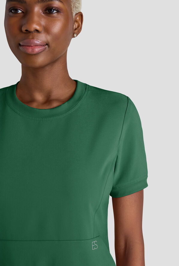 Blusa m&eacute;dica Easy STRETCH con cuello redondo y 2 bolsillos para mujer - Hunter - 4