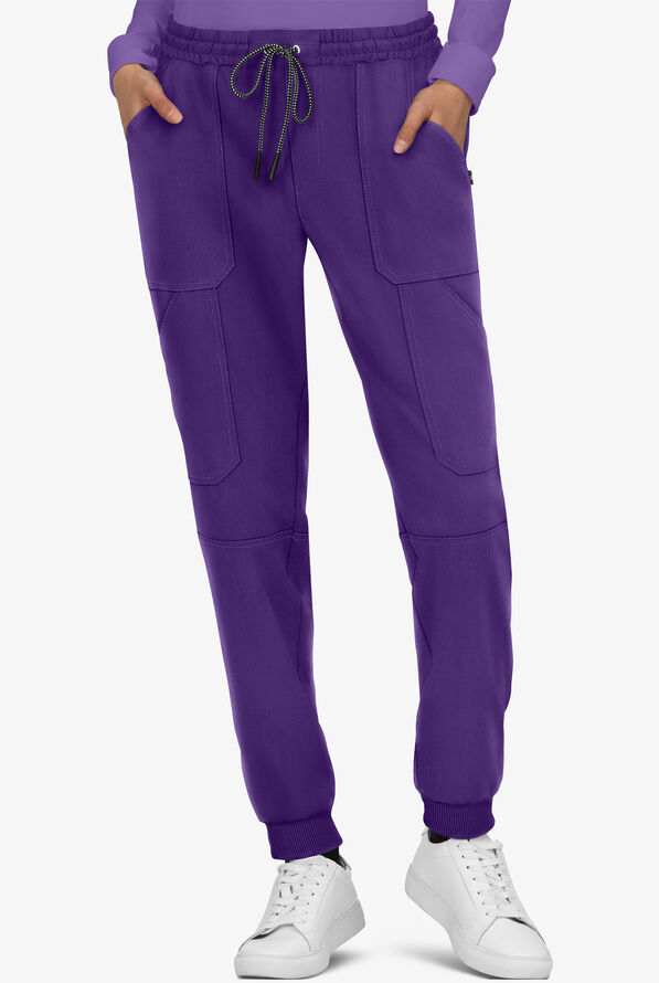 koi Next Gen Good Vibe Women's 7-Pocket STRETCH Jogger Scrub Pants - Grape - 1