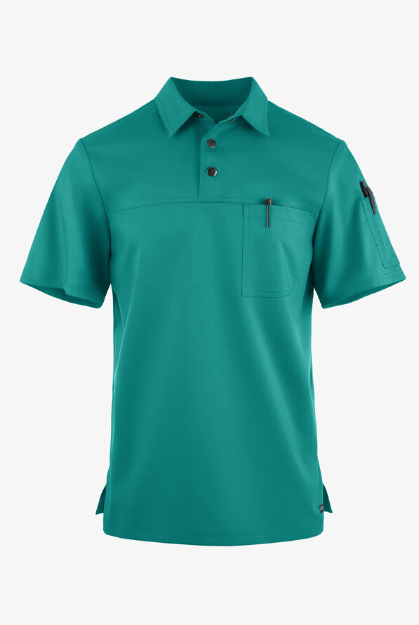Advantage STRETCH Men's 3-Pocket Short Sleeve Polo with Back Air-Mesh Panels - Teal - 1