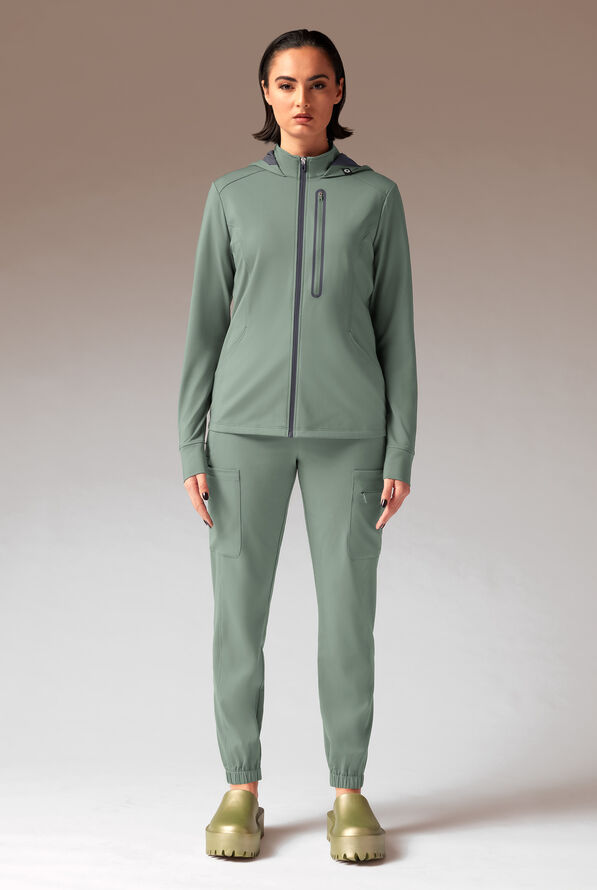 Hypothesis Super-Dermal Women’s Zip Front Multi-Pocket Scrub Jacket - Mineral/Pewter - 4