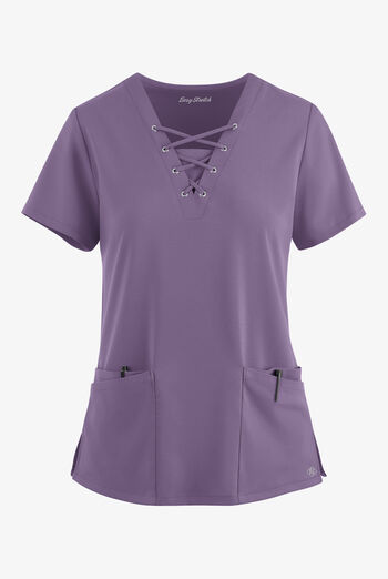 Blusa médica Easy STRETCH Gisele con cordones en el cuello en V y 4 bolsillos para mujer
