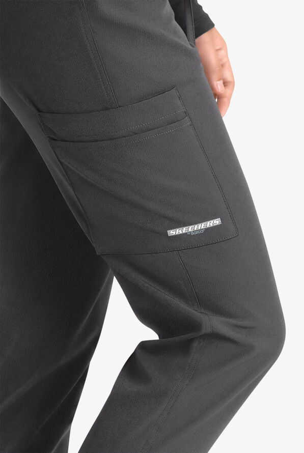 Skechers by Barco Theory Women's 4-Pocket STRETCH Cargo Jogger Scrub Pants - Pewter - 2