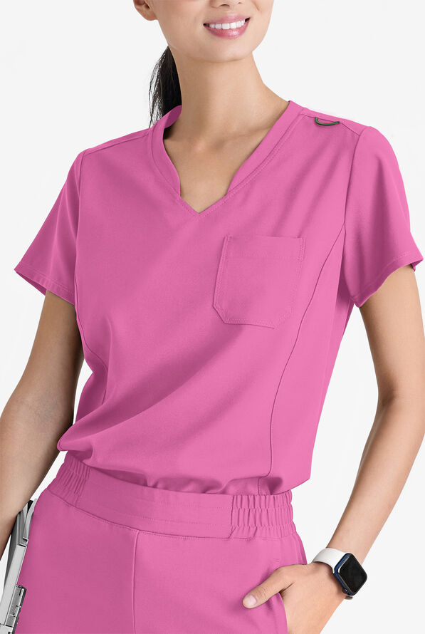 Grey's Anatomy by Barco Evolve STRETCH Sway Women's 1-Pocket Tuck In V-Neck Scrub Top - Twilight Mauve - 2