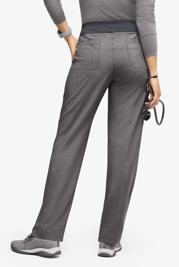 Easy STRETCH Sienna Women's 5-Pocket Sport Yoga Scrub Pants - Petite - Graphite Heather/Pewter - 5