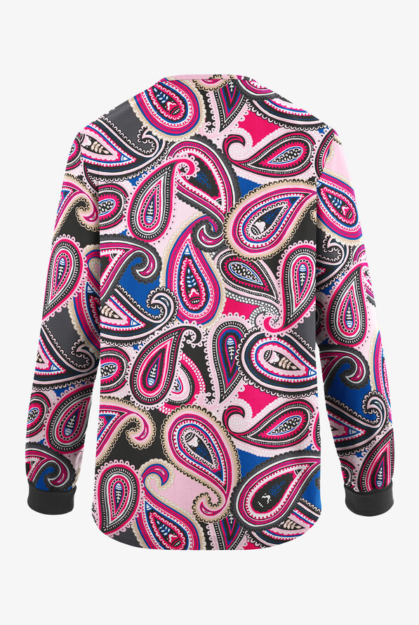Butter-Soft Originals Naples Paisley Women's 3-Pocket Snap Front Print Scrub Jacket - null - 2