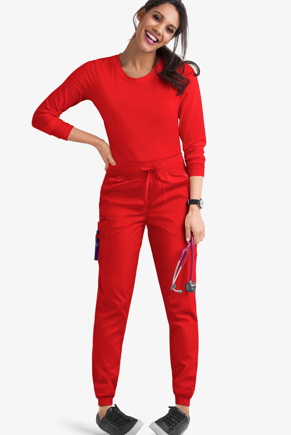 Butter-Soft STRETCH Women's 5-Pocket Cargo Jogger Scrub Pants - Venetian Red - 2
