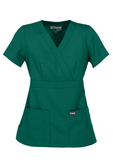 Grey's Anatomy by Barco Riley Women's 3-Pocket Modern Fit Mock Wrap Scrub Top