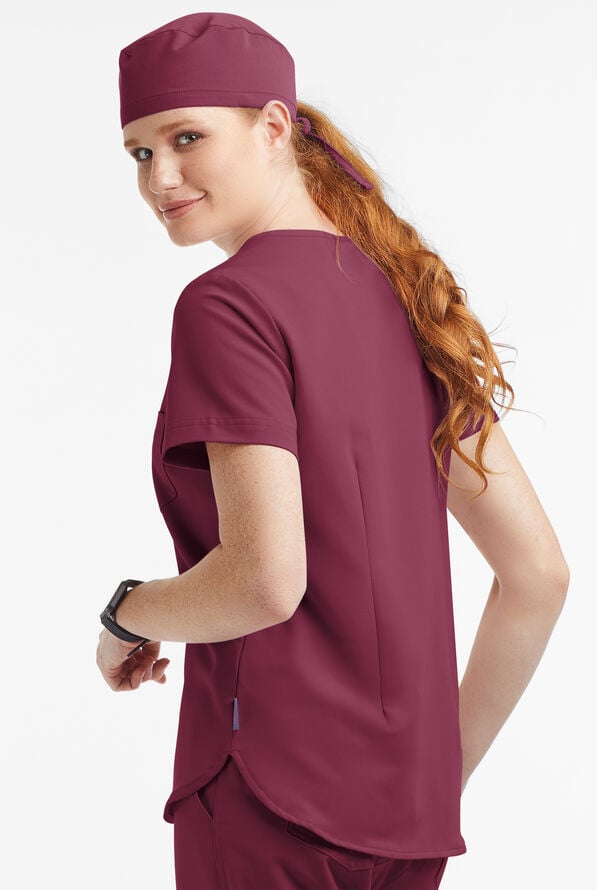 Blusa m&eacute;dica MOVEMENT by Butter-Soft Ceti con cuello en V y 1 bolsillo para mujer - Wine - 3