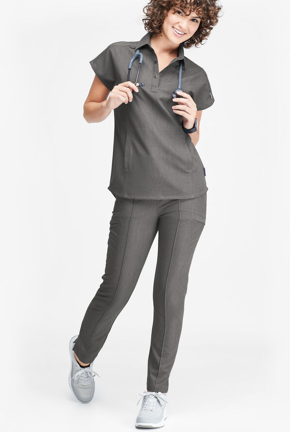 Pantalón médico Movement by Butter-Soft de corte delgado con pinzas y 7 bolsillos para mujer - Graphite Heather - 5